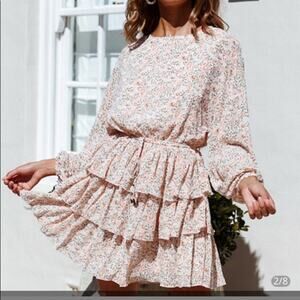 Indikah cascading Ruffle open back mini dress Size XS NWT